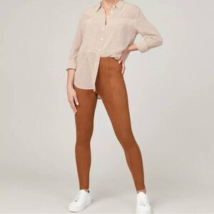 Spanx Faux Suede Leggings Women’s Plus Size 1X High Rise Rich Camel Color Shape
